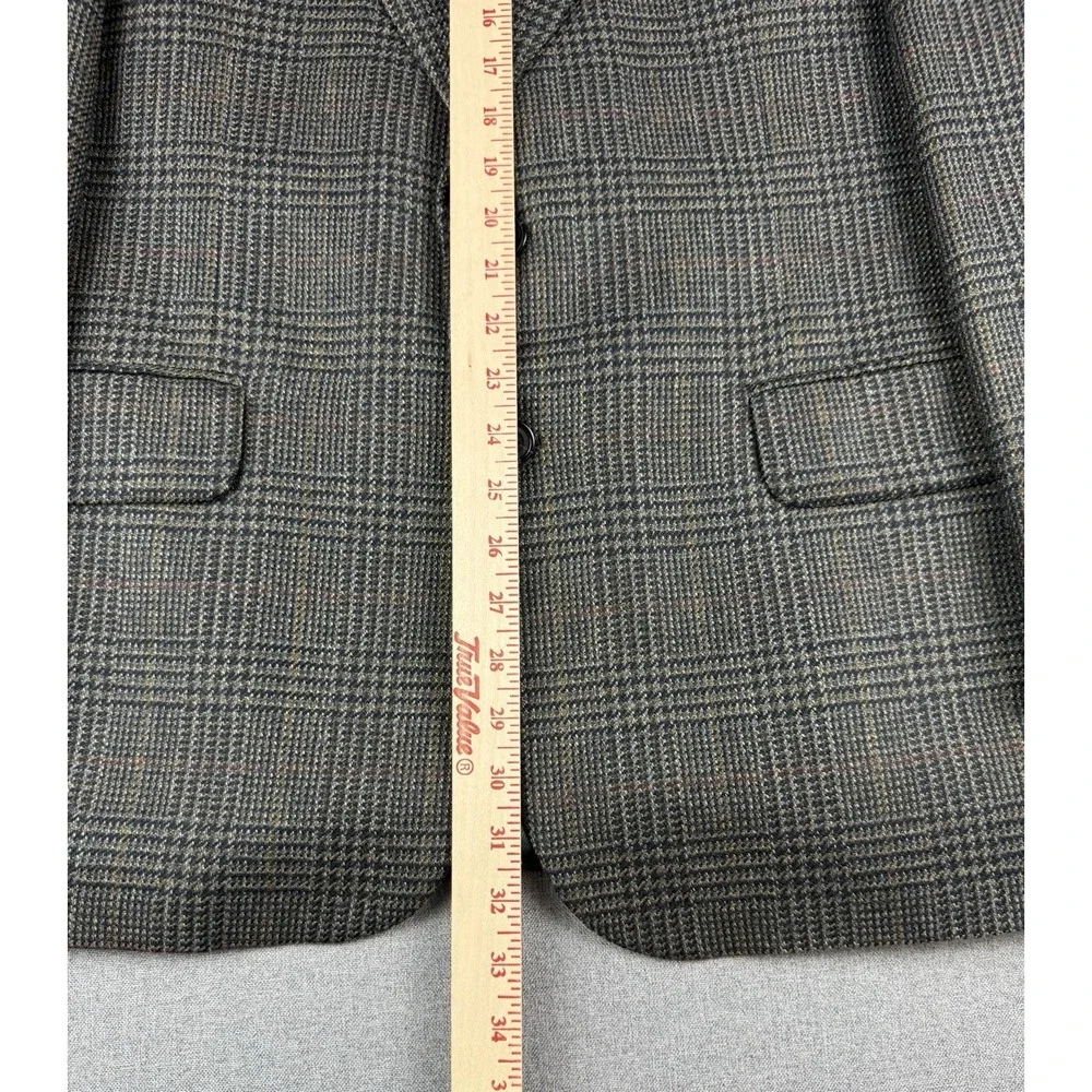 Oscar de la Renta Mens 44R 100% Wool Glen Plaid Sport Coat Blazer Gray Brown